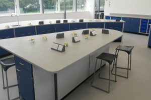 School science lab furniture with central pod for Bodmin College