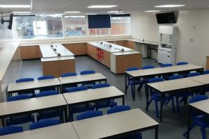 Science lab furniture with pear door fronts