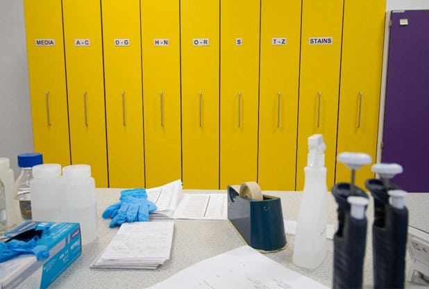 Yellow chemical storage unit.