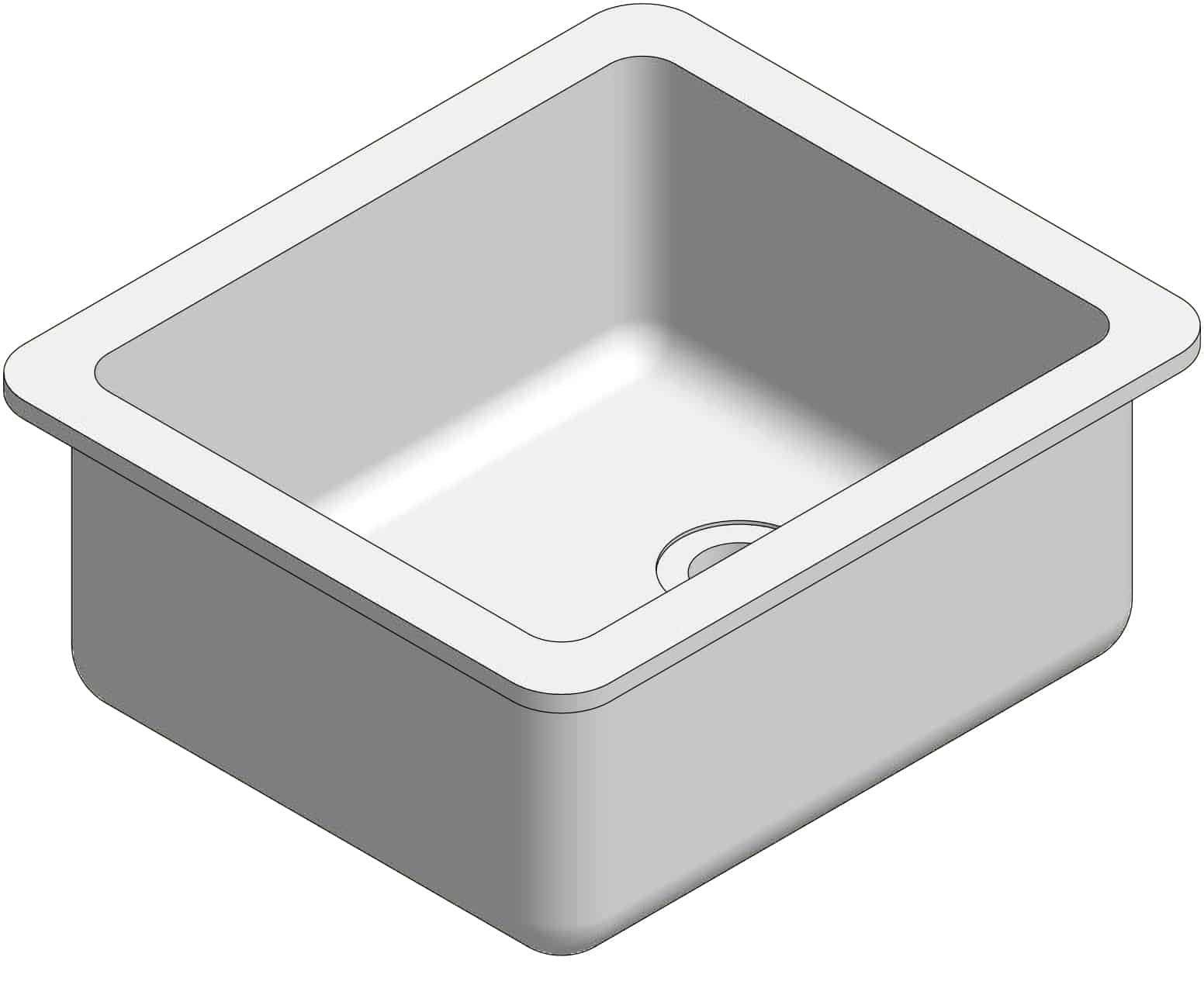 3D visual of epoxy resin sink for commercial science laboratories.