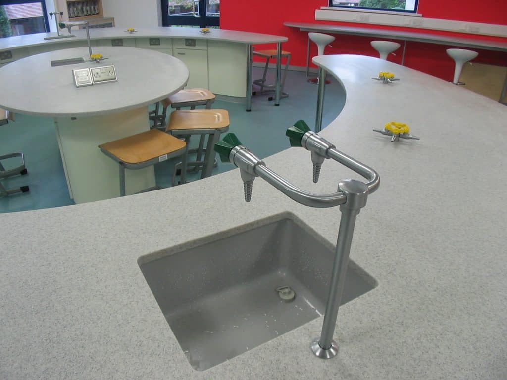 Dr Challoners School science lab satin chrome tap.
