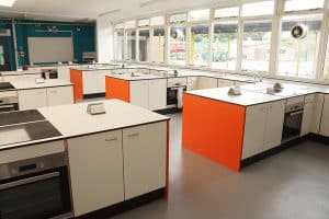 The Lakes School food technology classroom.