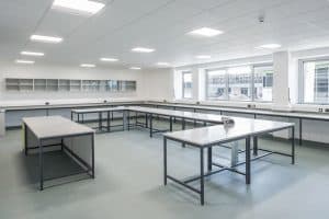 Callywith College science laboratory full classroom.