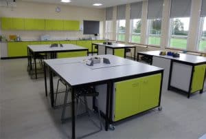 Ryedale School Science Laboratory with green detailing.