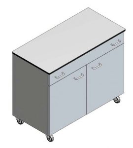 Mobile laboratory storage cabinet for research laboratories.