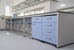 Research laboratory furniture with mobile laboratory storage