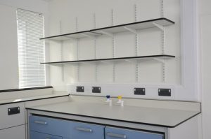 Adjustable Trespa laboratory shelving