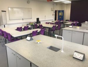 Chemistry lab design - Practical area with gas electrical & water services