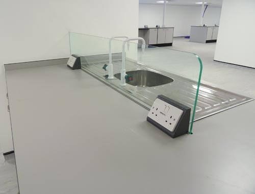 Specialist Laboratory Design - PVC splash screen for lab sink