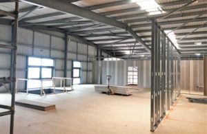 Lab fit out showing new mezzanine floor