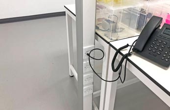 lab fit out with service poles