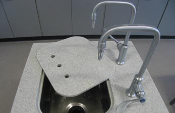 school laboratory furniture with satin chrome taps