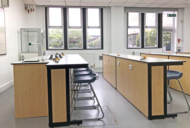 colour scheme combining slate grey ki postura stools black framework and maple lab furniture