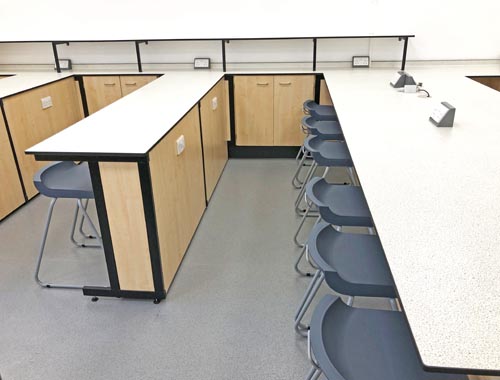 klick technology refurbishment of science lab showing benching and storage