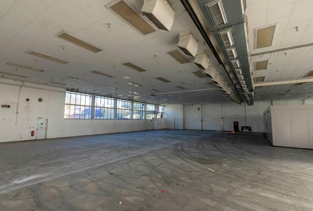 empty warehouse prior to construction of laboratories