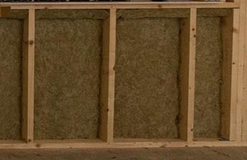 stud wall constructed from timber with rockwool insulation for laboratory fit out