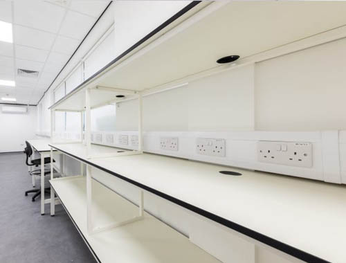 Bespoke laboratory shelving supplied by klick