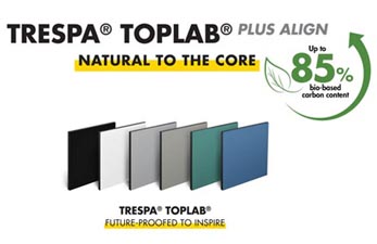 trespa toplab plus align sustainable worktop material