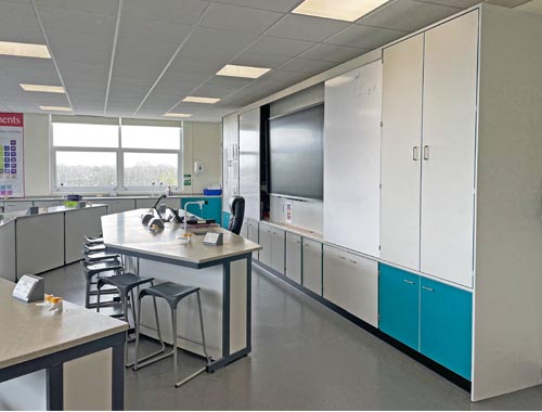 science lab refurbishment - teaching wall
