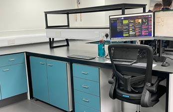 lab fitout with trespa shelving